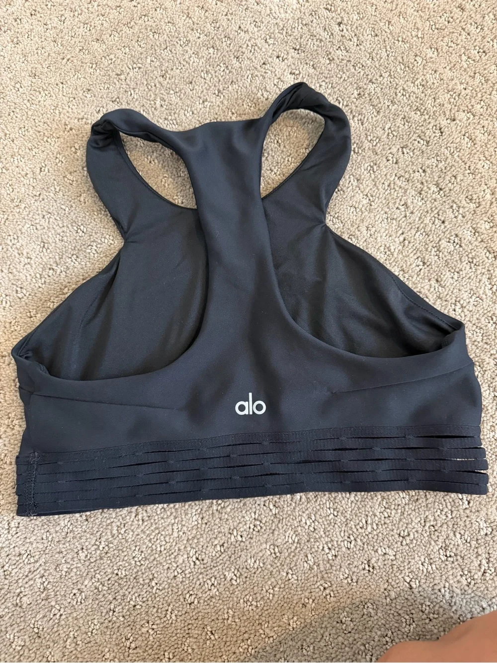 ALO Yoga Black High-Neck Racerback Sports Bra